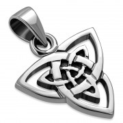 Thick Celtic Trinity Knot Solid Silver Pendant, pn160